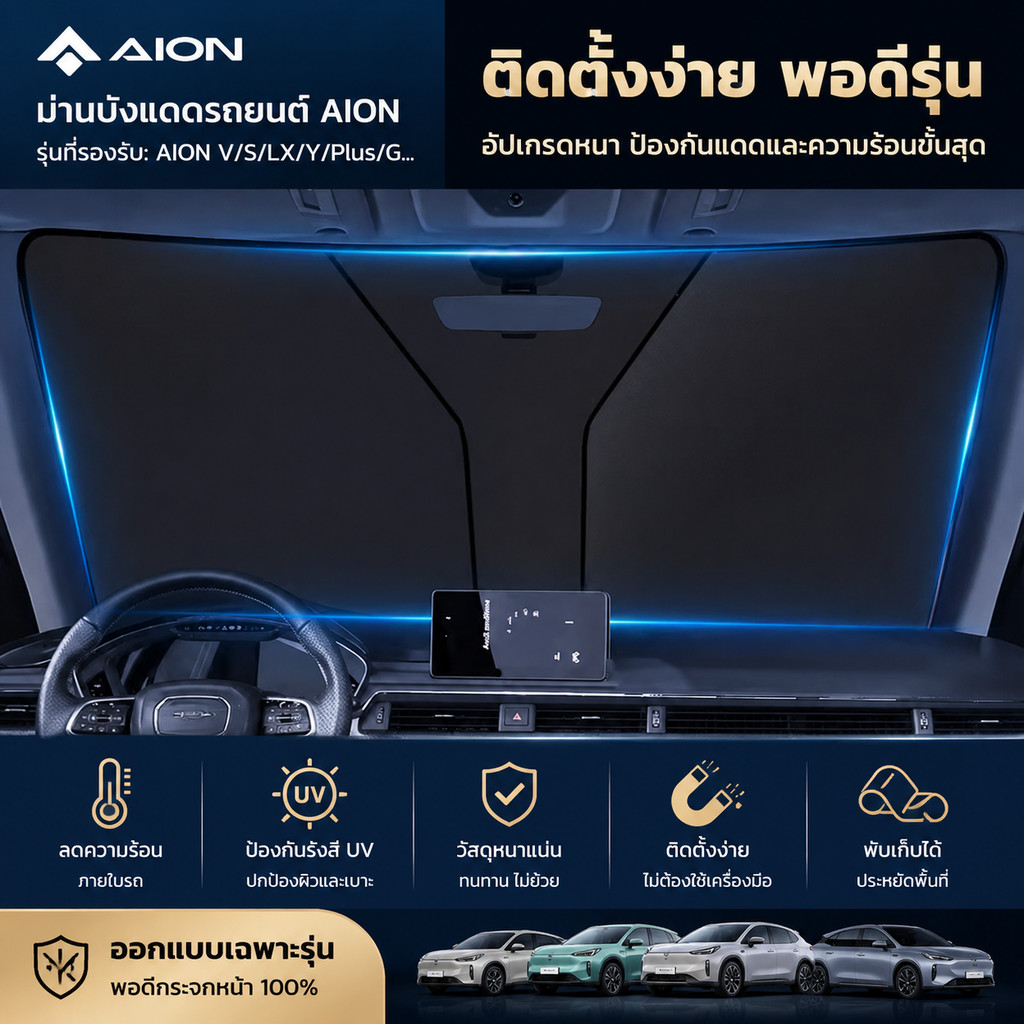 Guangqi AION ม่านบังแดดรถยนต์ AION V/S/LX/Y/plus/GE3 ม่านบังแดดรถยนต์ 580 ม่านบังแดดรถยนต์ GTRR