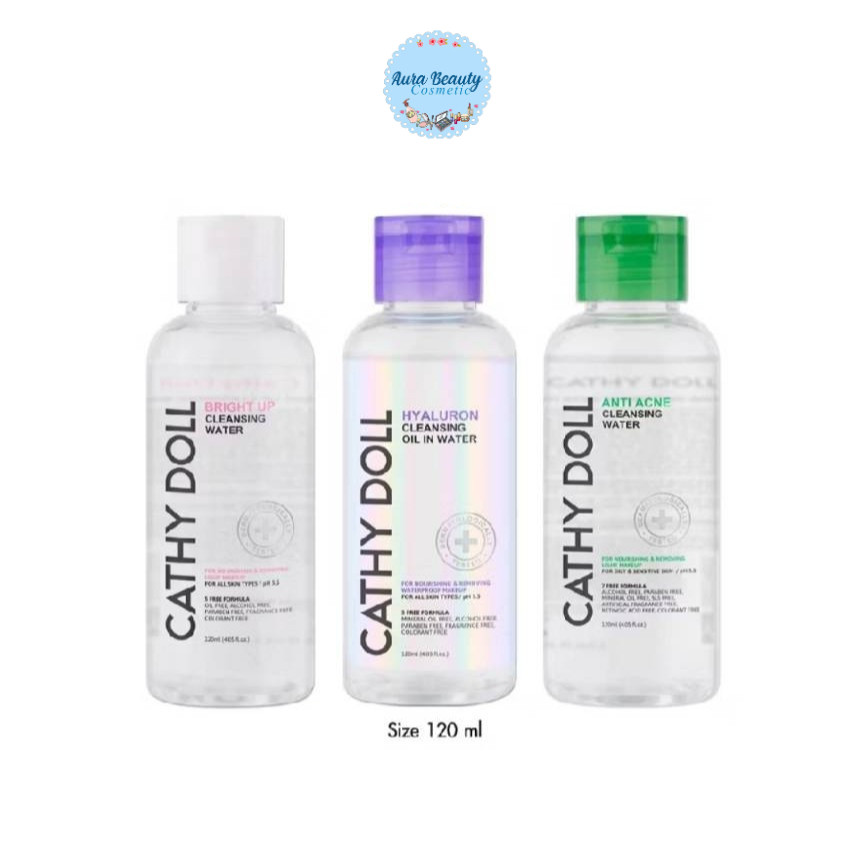 (ขวดเล็ก 120 ml) Cathy Doll Anti Acne / Bright Up Cleansing Water /Hyaluron Oil เช็ดเครื่องสำอาง