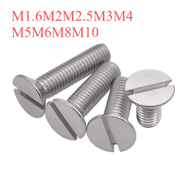 GB68 304 สแตนเลส one-word slot consunk หัวสกรู slotted แบนหัวสกรู M1.6M2M2.5M3M4M5M6M8M10YI