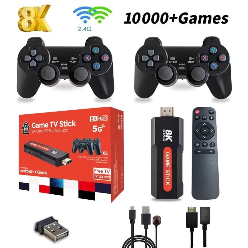 X2 เกมทีวี Stick TV Box 64GB 10000 + เกม HD 8K 4G WiFi ความละเอียดสูงคอนโซลวิดีโอเกมย้อนยุคไร้สายจํา