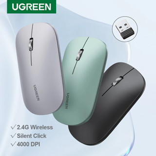 UGREEN เมาส์ไร้สายบลูทูธ 2.4G เงียบเม้าส์ 4000DPI สําหรับ Ma…