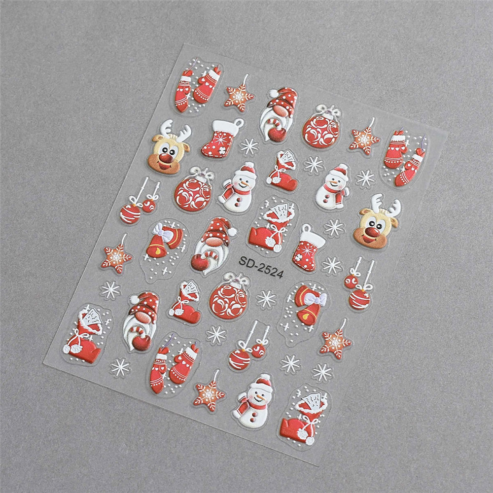 สติกเกอร์ติดเล็บลายคริสต์มาส สีสันสดใส สไตล์คริสต์มาส ลายกวาง สติกเกอร์ติดเล็บลายการ์ตูนสีสวยงาม พื้นผิวเรียบ heby1 - รูปที่ 5