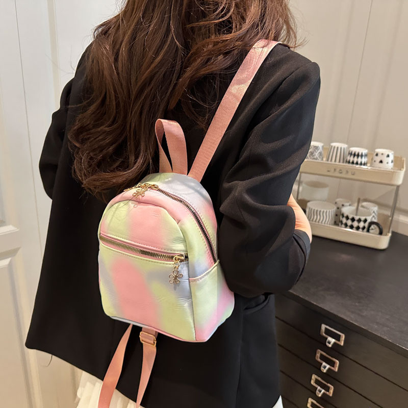 2025 Rainbow Color Matching Love Cute All-Match Backpack Feel Super Good Wear-Resistant ทนทานกระเป๋า