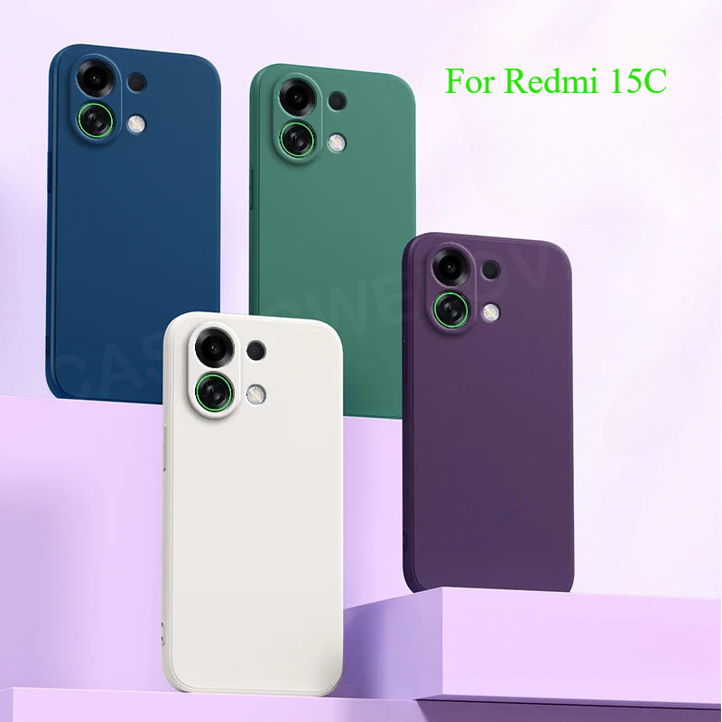 เคสโทรศัพท์สําหรับRedmi 15C 15 C Redmi15C Redmi15 Poco C85 4G 2025 แฟชั่นสแควร์ซิลิโคนเหลวTPUกันกระแ