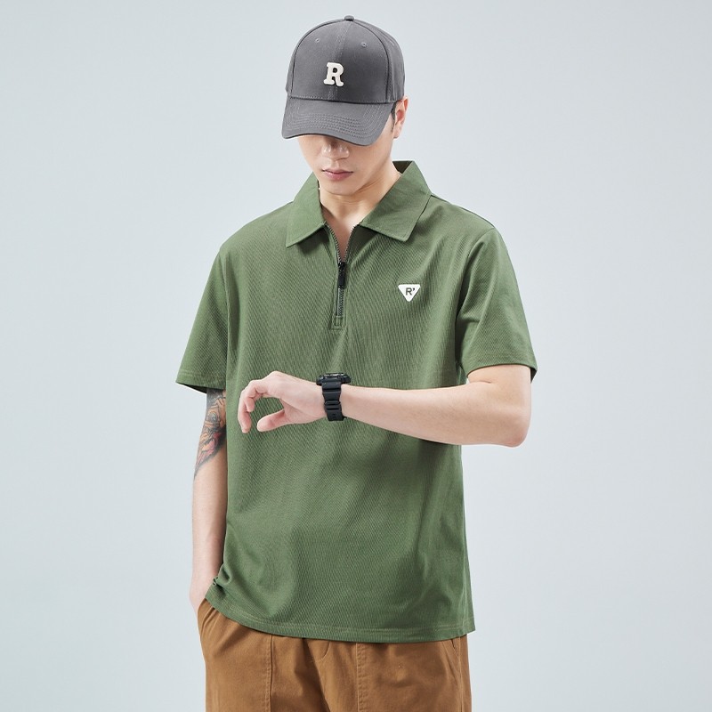 Becoolman เสื้อยืดผู้ชาย ฤดูร้อน แบบบาง สไตล์ญี่ปุ่น โปโล ซิปครึ่ง สไตล์อเมริกัน แขนสั้น แบรนด์ยอดนิยม ยอดนิยม ปกพับ