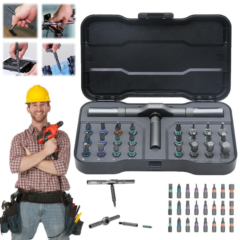 24 in 1 Ratchet ไขควงชุด Two-Way S2 Strong Magnetic Multi-Function คู่มือไขควงในครัวเรือนซ่อมเครื่อง