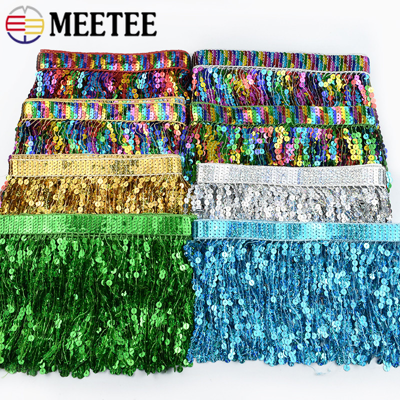 9Yards 16 ซม.เลื่อม Fringe พู่ DIY อุปกรณ์เย็บผ้าชาติพันธุ์ลูกไม้ Trim ริบบิ้นเสื้อผ้าตัดอุปกรณ์