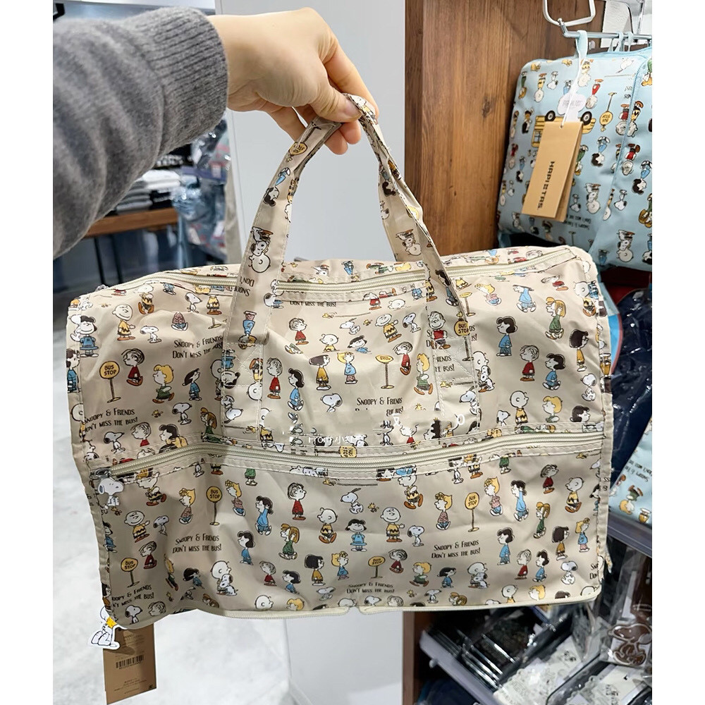Japan Snoopy กระเป๋าเดินทางแบบพับได้การ์ตูนกระเป๋าถือลําลองกระเป๋าสะพายไหล่ทุกคู่กระเป๋าเก็บเสื้อผ้า