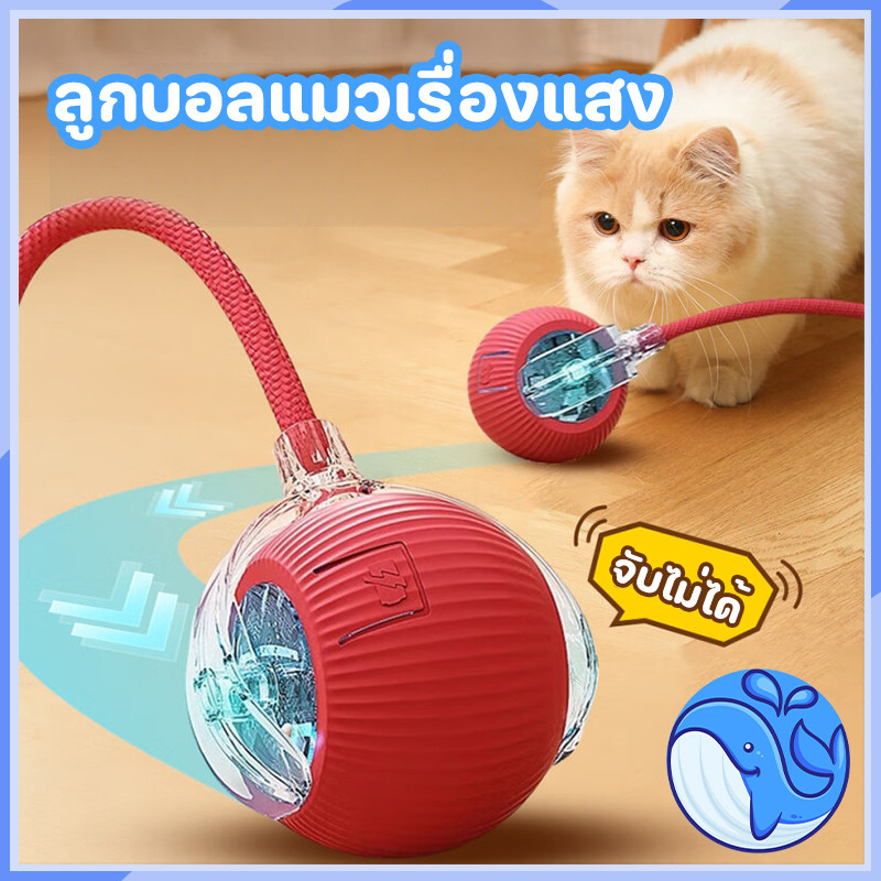 ของเล่นแมว ลูกบอลสัตว์เลี้ยง ของเล่นแมวอัจฉริยะ  หมุนได้ 360 องศา เรืองแสง USB ชาร์จ