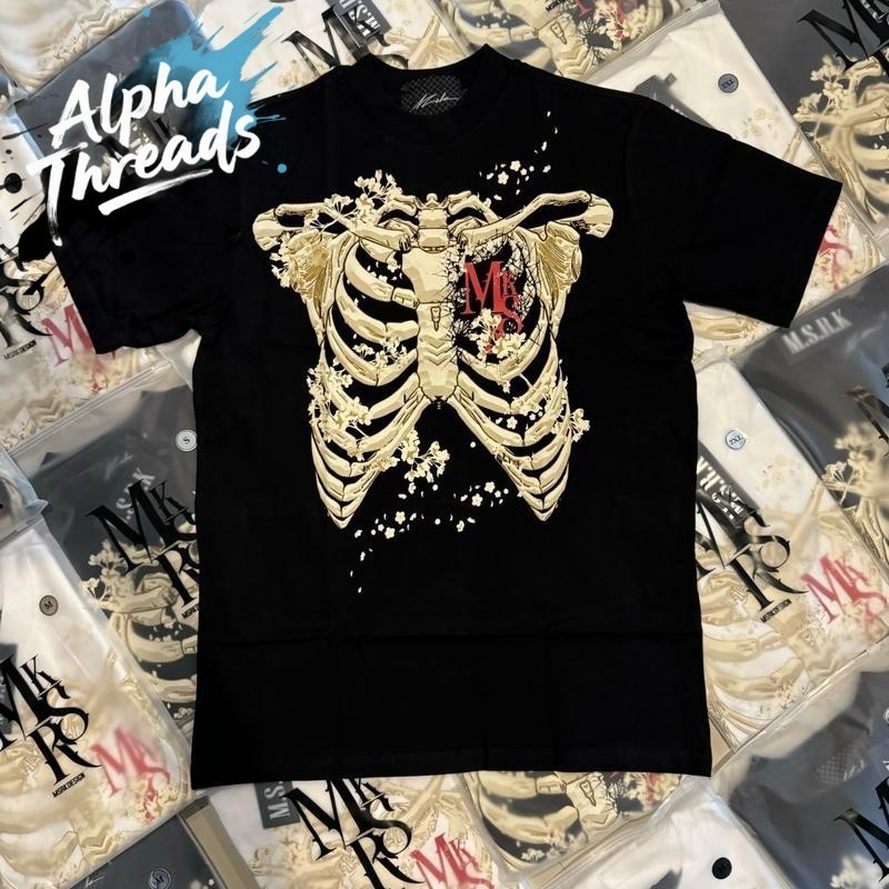 ((จัดส่งภายใน 24 ชั่วโมง) Alpha Threads MSRK เสื้อยืดลายกระดูก ทำจากฝ้าย 100% Unisex V.6