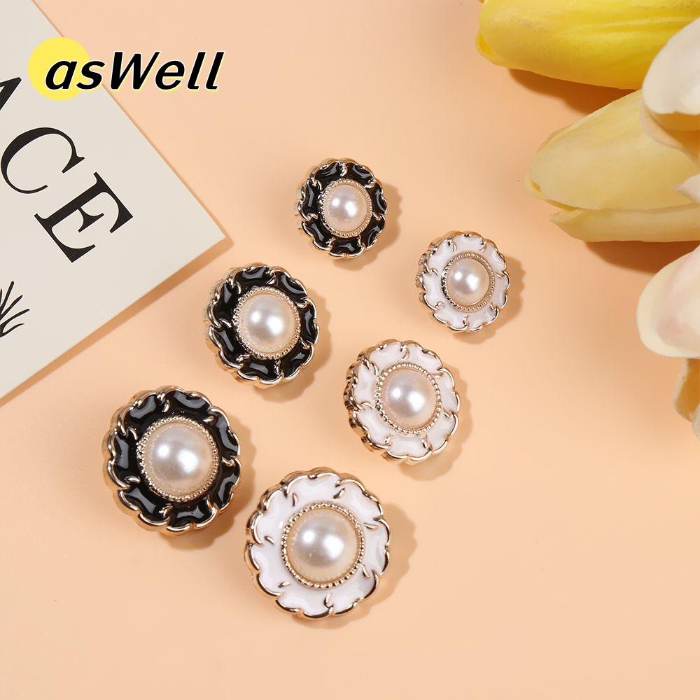 ASWELL 10 ชิ้นปุ่มมุกปุ่มเย็บผ้าพลาสติก DIY ตกแต่งเย็บปักถักร้อย