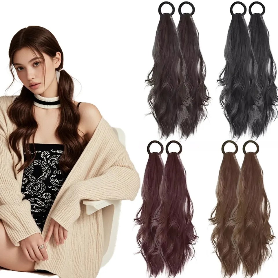 วิกผมทรงหางม้าสำหรับผู้หญิง ขนาด 45 cm ผมคลื่นสังเคราะห์ เสริมความงามให้กับสไตล์ของคุณ