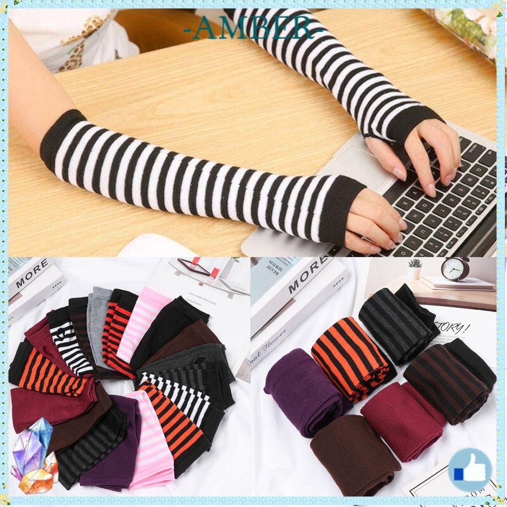 AMBER Fingerless Long Glove Classic Women Girls Arm Cover Elbow Mitten