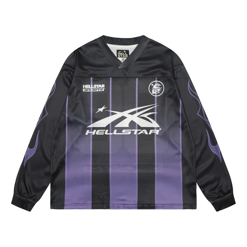 เสื้อยืดแขนยาวHellstar สไตล์สตรีทสำหรับผู้ชาย