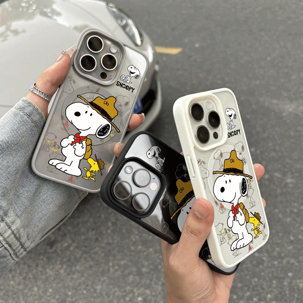 ลูกสุนัขท่องเที่ยวการ์ตูนสนุกอินเทรนด์เคสโทรศัพท์โปร่งใสเข้ากันได้กับ ไอโฟน 13โปรแม็กซ์ 15มือโปร 16 14 12มือโปร 11ป้องกันสีเหลืองถึง15บวก 14มือโปร 16โปรแม็กซ์ กันกระแทกชาร์จแม่เหล็กเคส