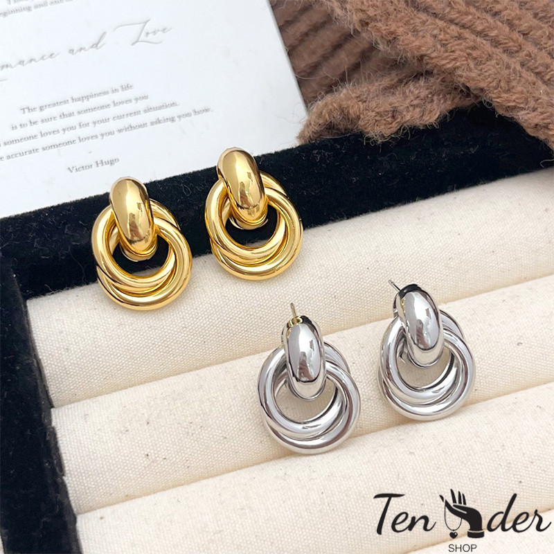 COD-ส่งเร็วจากไทย🎀S925 เงินเข็มรอบห่อต่างหูโลหะ แสงหรูหราระดับ หรูหรา ไม่ทําให้แพ้ง่าย เครื่องประดับแฟชั่น สำหรับผู้หญิง - รูปที่ 3