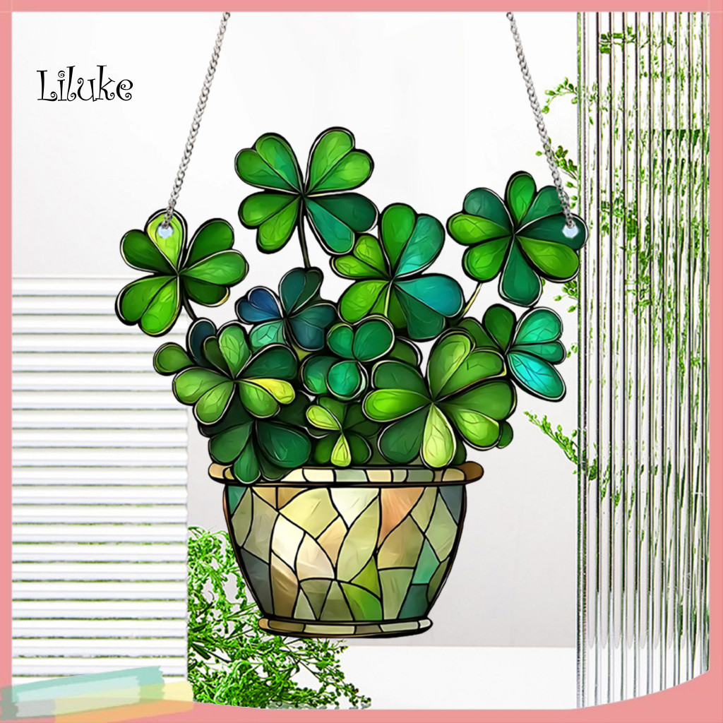 LK Bee Symbolism Decor Lucky Clover Decor Handmade Stained Glass Four Leaf Clover Window Decor เหมาะ