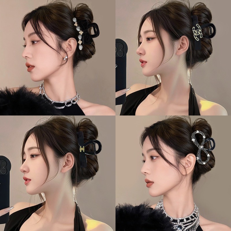 สีดํา High-End Back Head Shark Clip Headwear