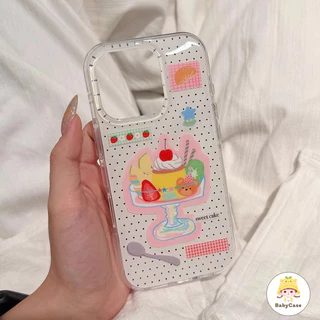 เคสไอโฟน 12 สำหรับ iPhone 11 15 13 14 16 Pro Max 15 16 14 Plus 15 14 13 Pro หวานสวัสดีคิตตี้ลูกสุนัขไอศกรีมปกใหม่ IMD