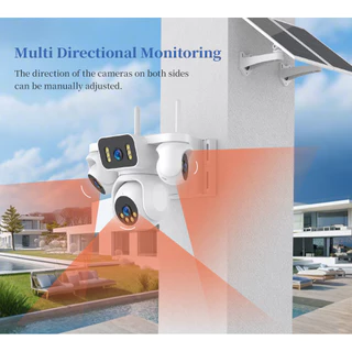 ​LS VISION กล้อง PTZ พลังงานแสงอาทิตย์สี่เลนส์ AOV(วิดีโอ 7 * 24 ชั่วโมง) 12Xzoom4G กล้องวงจรปิด 16000mAh แบตเตอรี่, การตรวจจับ AI 30 ม. & APP บันทึก 7 วัน HiEasy