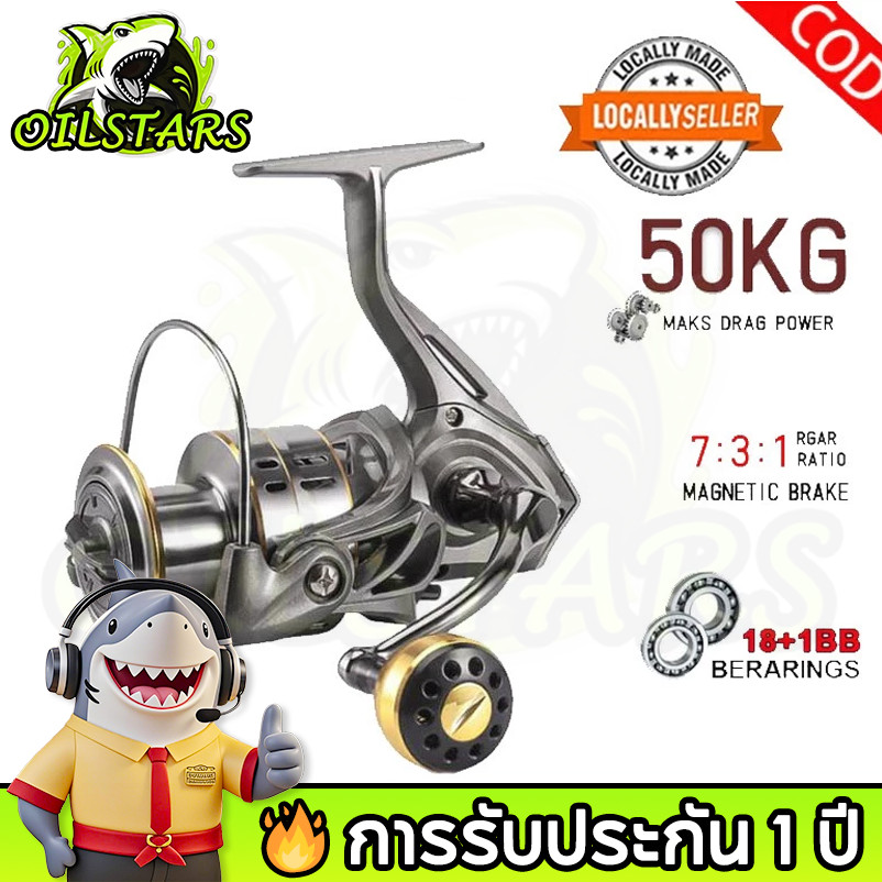 รอกตกปลา เบาเป็นพิเศษ อลูมิเนียม LC 800-7000 อัตราทด 5.2:1 รอกสปินนิ่ง รอกตกปลาน้ำเค็ม รับน้ำหนักได้ถึง