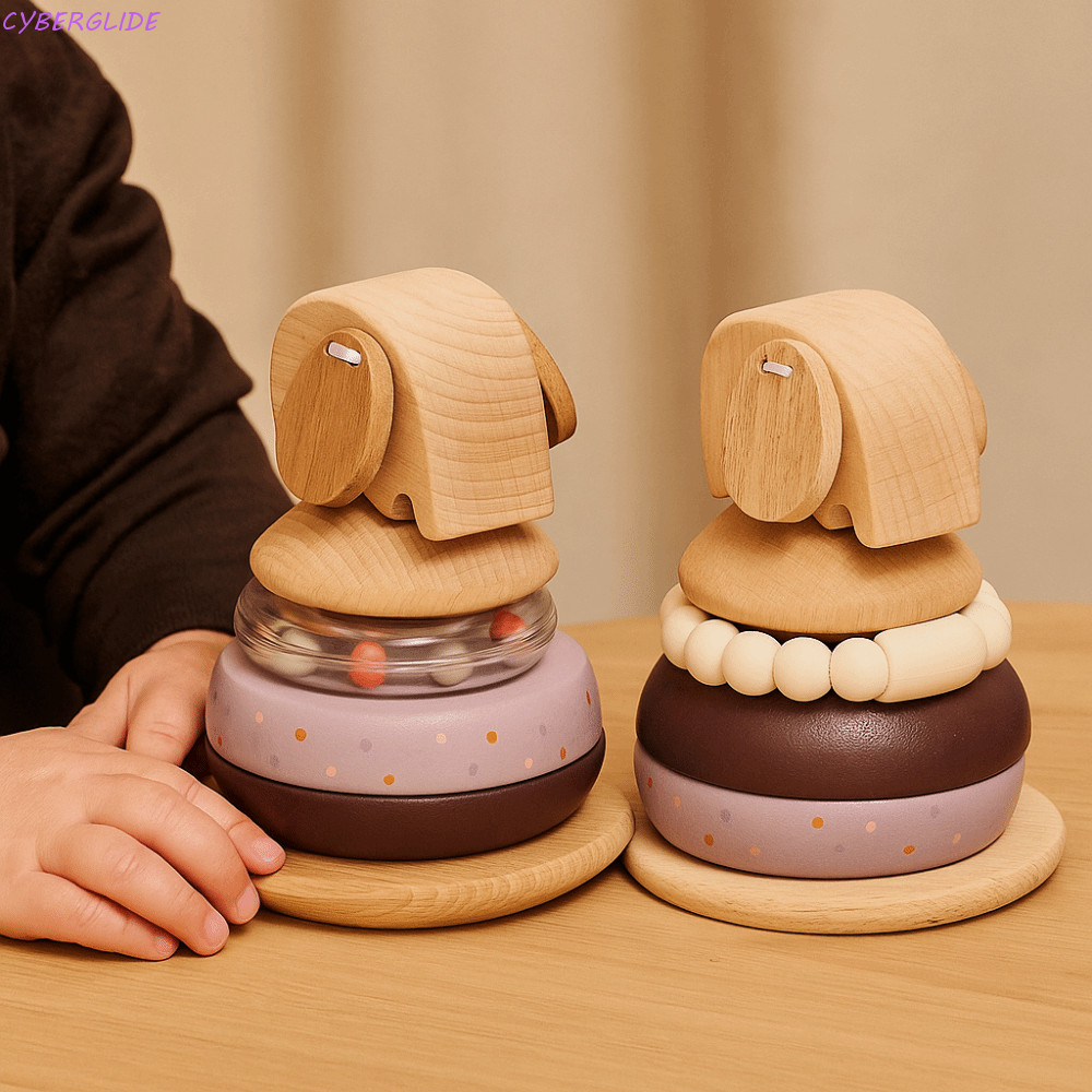 CYBERGLIDE บล็อกสัตว์ของเล่นเพื่อการศึกษา,ไม้ Stack Baby Pole Stack ของเล่น, Ferrule Senses Grasp Mo