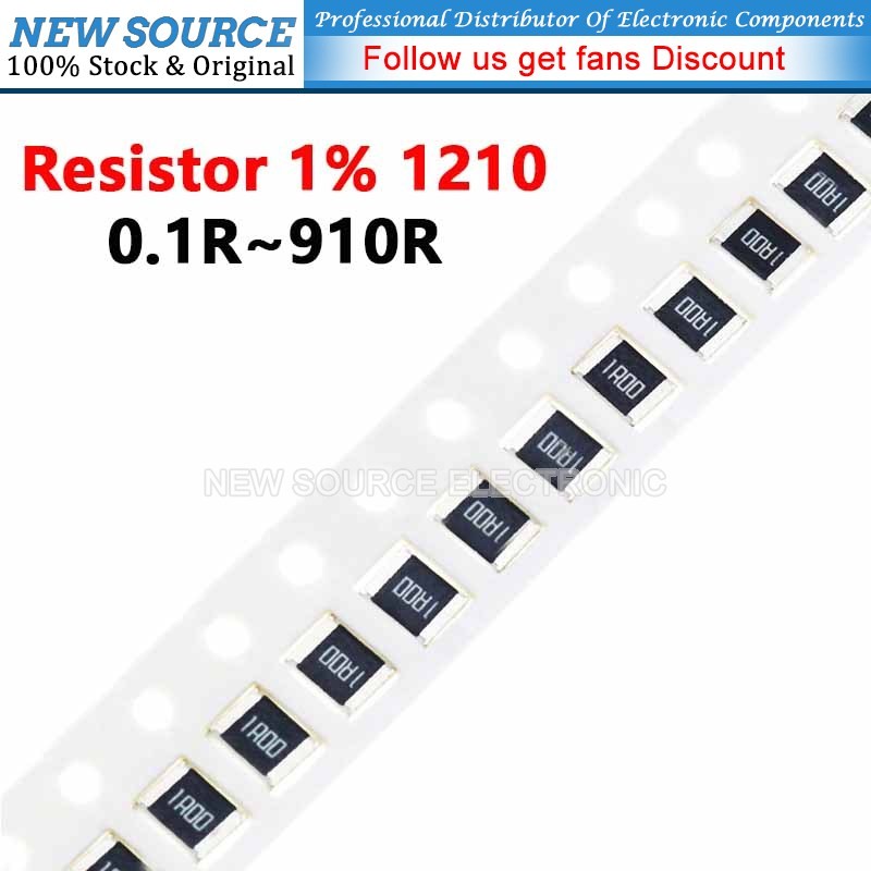 [50 ชิ้น] 1210 ตัวต้านทาน SMD 1% 1/4W 0.1R 910R 2.2R 4.7R 5.1R 0R 1R 10R 22R 47R 50R 51R 100R 120R 220R 330R 510R Ohm ความต้านทาน
