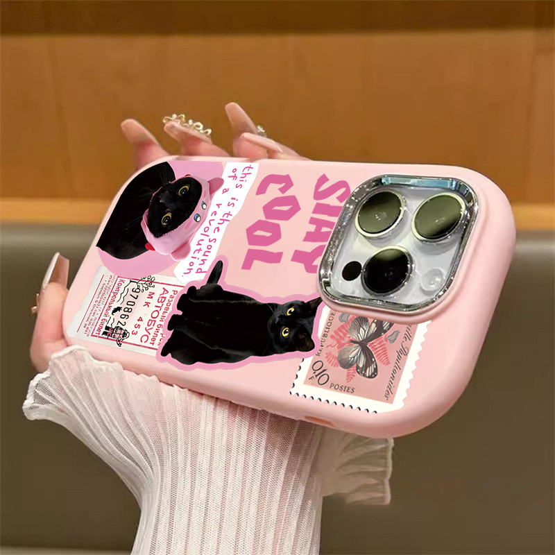 สินค้าใหม่ขายดี ขายดีในเว็บไซต์เกาหลี  ภาพวาดแมวสีดำสำหรับ iphone เคสไอโฟน 13 12 11 PRO MAX 14 15 16X XS MAX XR 7/8PLUS ราคา ถูกที่สุด ดีลบีเคเค แกลเลอรีภาพที่ 4