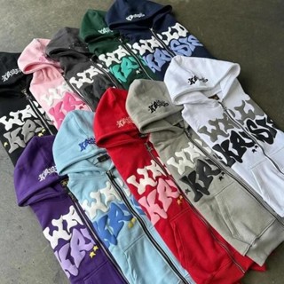 Y2K Street hoodie ลายพิมพ์ตัวอักษรและดาว แจケットสวมได้หลายโอกา…