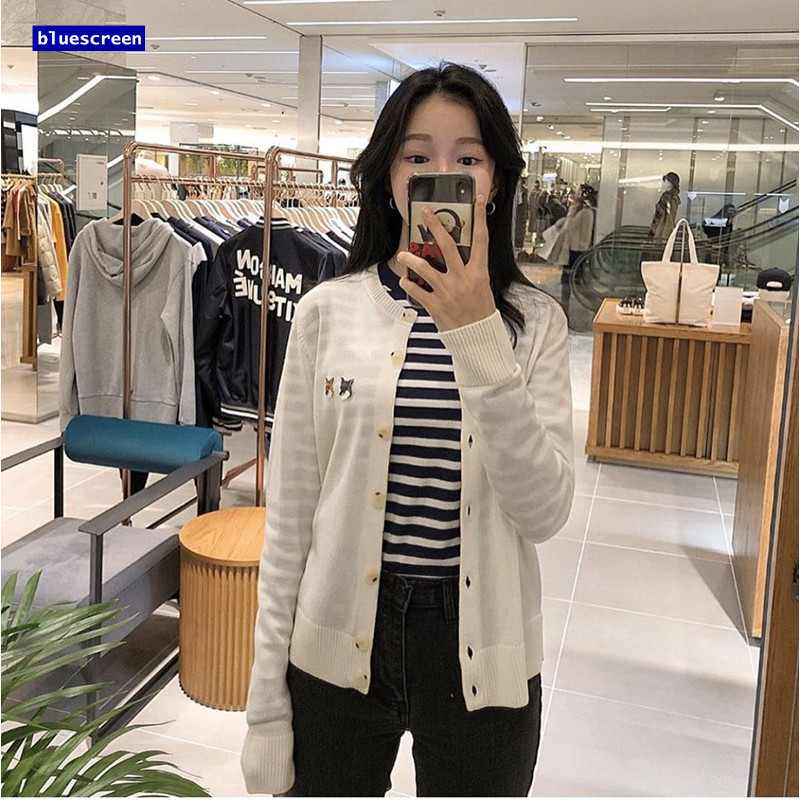 20ss 双头 fox mini fox double fox head patch衬开knit 100% Wool button