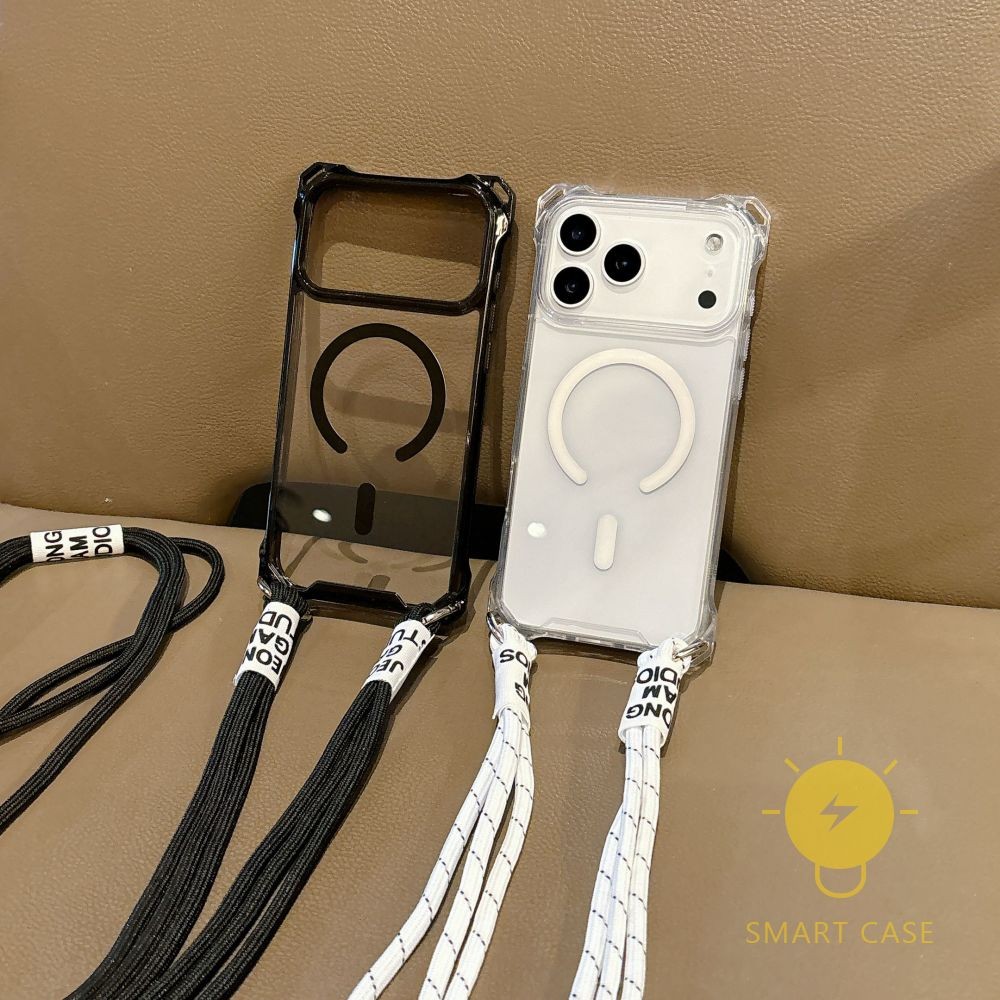 For เคสไอโฟน Magnetic TPU Shockproof Long Strap Long Strap Arc เคส Phone Case For iPhone 17 Pro Max 