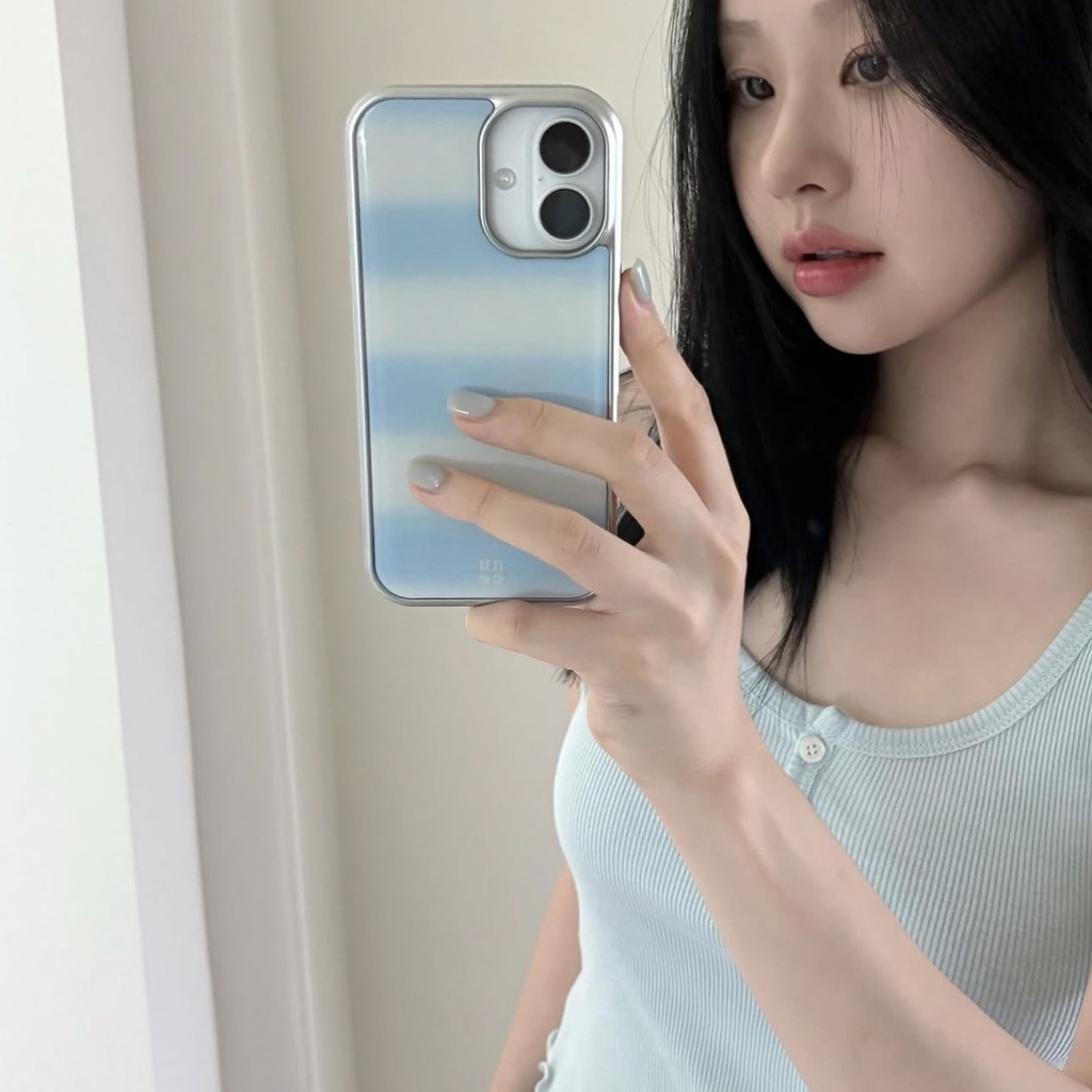 Retro Blue Stripe เคสโทรศัพท์ Drop-Resistant สําหรับ iPhone 16 Promax 15 Promax 11 12 13 14plus 15plus 16e 16plus 15pro