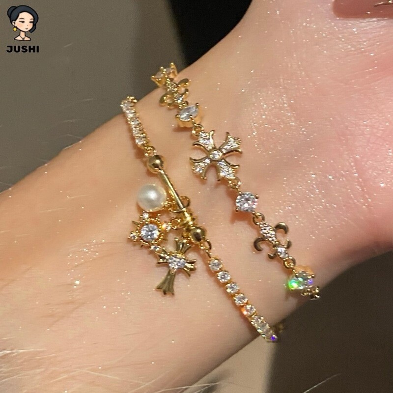 จูชิ เพทายไอริสข้ามจี้สร้อยข้อมือแฟชั่นวินเทจของขวัญวันหยุดพรรคเครื่องประดับหรูหราอุปกรณ์เสริม