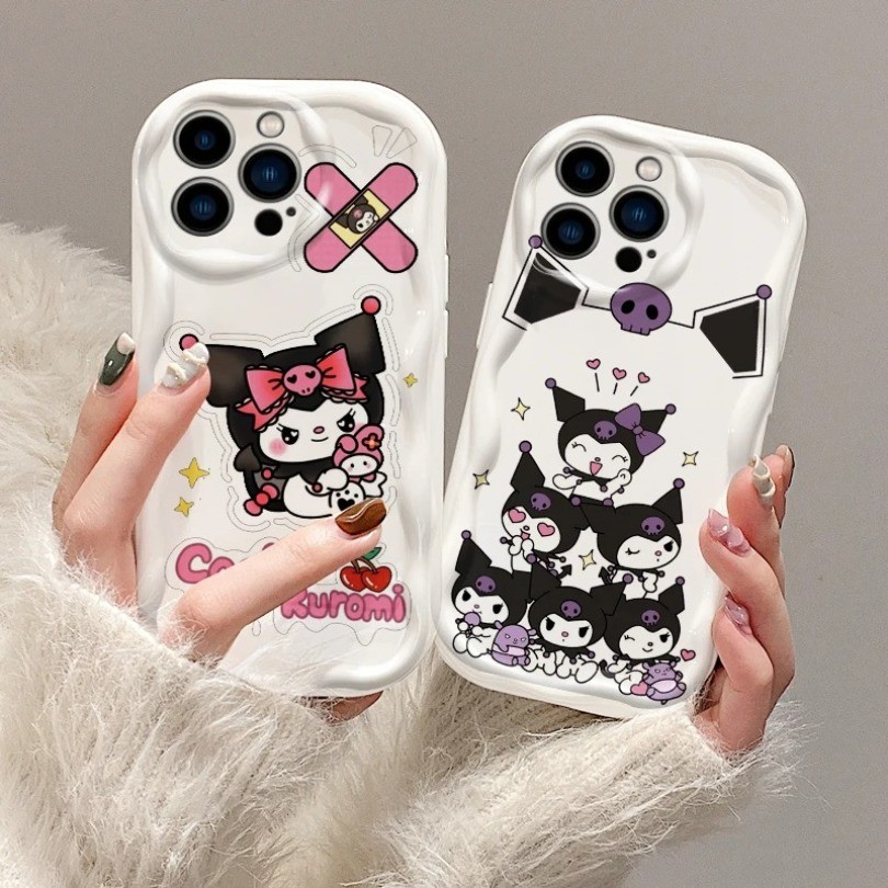 การ์ตูนเด็ก K-Kuromi WaveปลอกสําหรับIPhone 17 Pro Max Air 17 Pro 17 3D Waveปลอกนุ่มปกหลัง