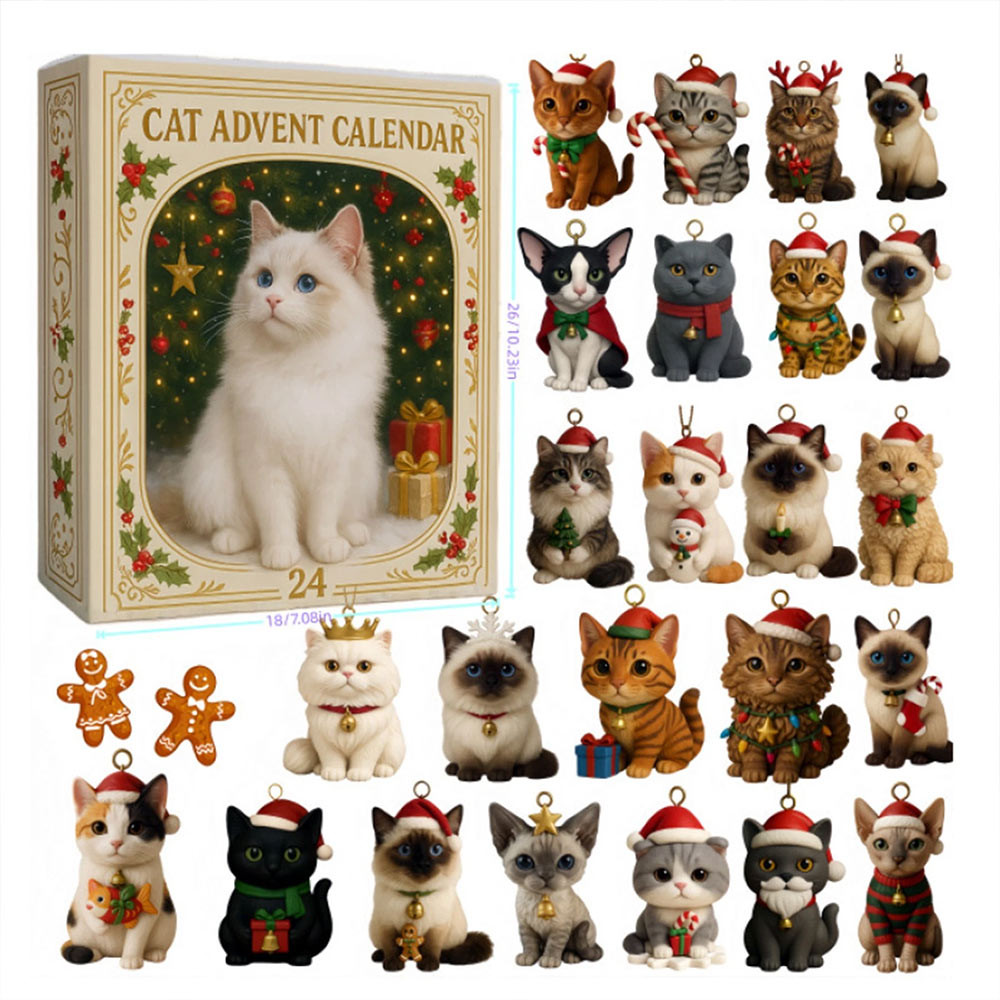 Cat Lovers Advent Calendar 2025, Cat Advent Calendar 2025 With 24 Cat Figurines, Cute Christmas Holi