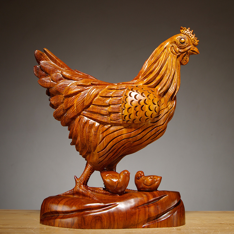 Rosewood แกะสลัก Hen ตกแต่งสัตว์แกะสลัก Zodiac ไก่ Home Living Rooster Shop ตกแต่งมะฮอกกานีหัตถกรรม
