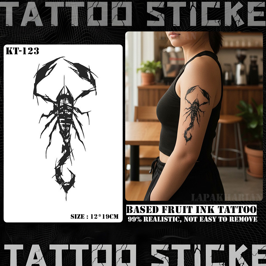 KT Series รอยสักกึ่งถาวร 19x12 ซม. – สติ๊กเกอร์ชั่วคราว Unisex วัสดุปลอดภัย หมึกผลไม้ 123