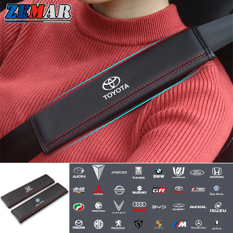 【ZEMAR】2 ชิ้น Universal เข็มขัดนิรภัยรถยนต์ป้องกันไหล่ เข็มขัดนิรภัยรถยนต์ไหล่ เข็มขัดนิรภัยส่วนขยายไหล่ป้องกันหนังสายคล้องไหล่บรรเทาความเมื่อยล้าสําหรั