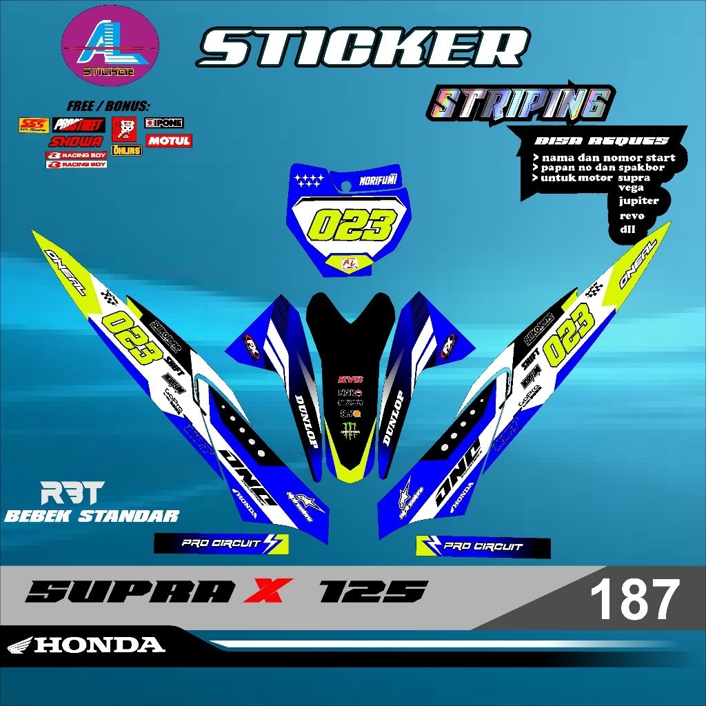 สติ๊กเกอร์ Rbt Striping Motor Supra X 125 Semi Full Body Motor Rbt Bebek Modif Supermoto Yz Crf Klx 