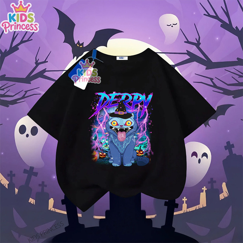 COD Kpop Demon Hunters Halloween T-shirt ฮาโลวีน ลาย เสื้อยืดเด็กพร้อมส่ง ผ้าคอตตอล เสื้อเชิ้ต 90-15