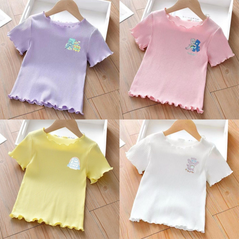 เสื้อยืดแขนสั้น สไตล์เกาหลี เนื้อผ้าเรยอน ผ้านิ่ม ใส่สบาย สำหรัลเด็ก
