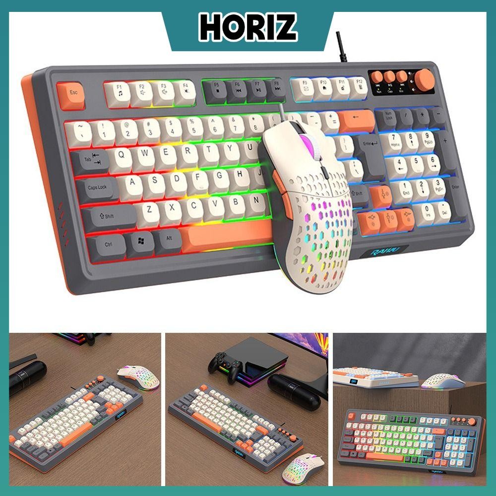 HORIZ RAID T98 คีย์บอร์ด, คีย์บอร์ดเมาส์ชุด, สายรุ้งสี Luminous 98 เค้าโครงคีย์คีย์บอร์ดเกมกลสํานักง