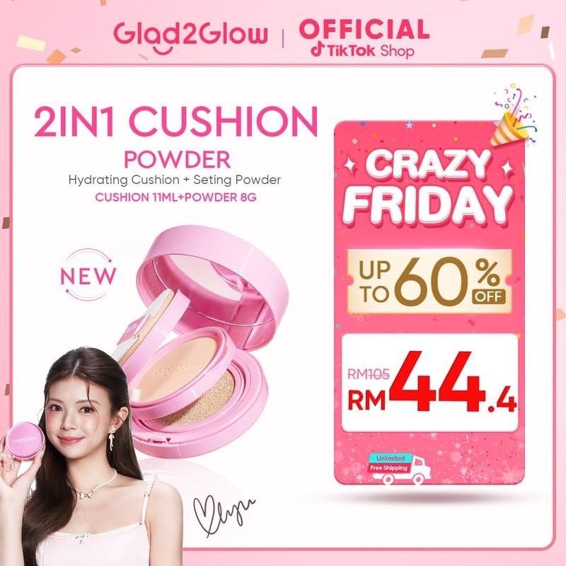 2IN1 Cushion Glad2Glow 2IN1 Perfect คู่ Cushion Powder Hydrating Cushion + Setting Powder Matte Shin