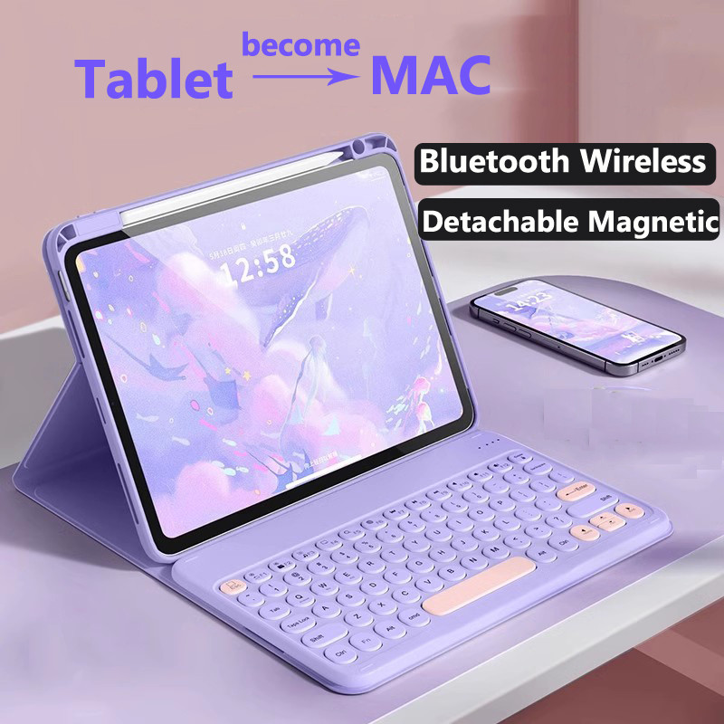 เคสคีย์บอร์ดบลูทูธสําหรับ Infinix Xpad 20 X Pad 20 Pro 12 "2025 หนัง PU รอบ Capkeys คีย์บอร์ดไร้สายท