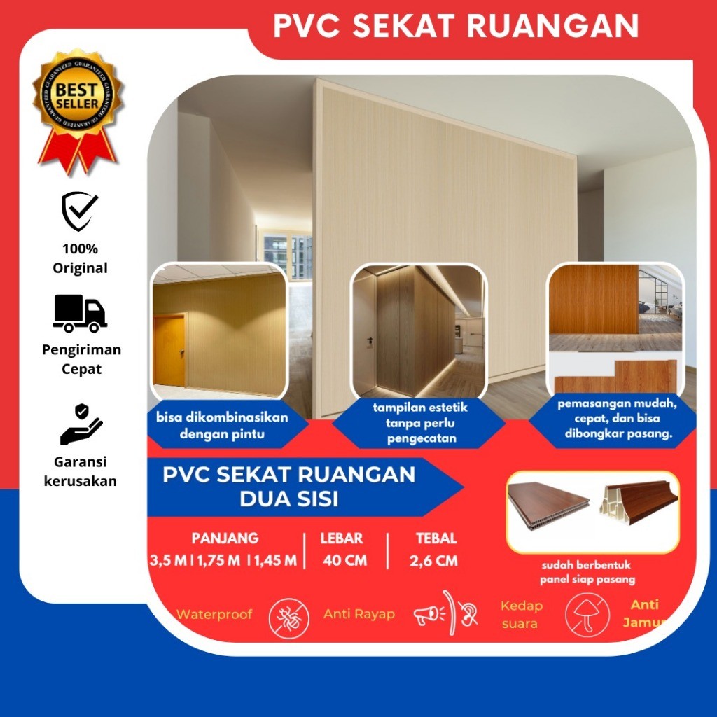 GERUSANBUPLAS PVC ROOM PARTITION WALLPANEL / UK กว้าง 40CM X ยาว 3.5M, 1.75M, 2.9M & 1.45M