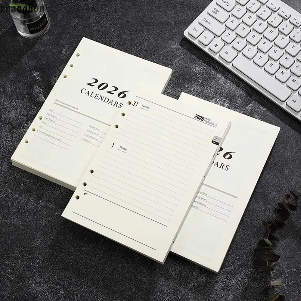 ZHANGHONG A5 Notebook, Refill Page Daily Planner Binder หน้าด้านใน, แผ่นเจาะรูใบหลวม 365 วัน Notepad