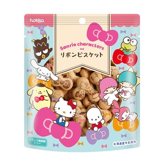 2025 สินค้าใหม่นําเข้าขนมเด็ก Hokka Hokka Seika Hello Kitty บิสกิตรสนมโบว์ 50g20250927