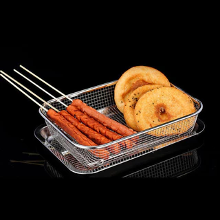 【ได้รับใน 1-3 วัน 🔥】2in1 สแตนเลสตะกร้ากรองถาด Drainer อาหารกรองทอดพร้อมถาด Cooling Rack French Fries ตะกร้าตาข่ายท่อระบายน้ําตะกร้ากรองน้ํามันถาดขนมทําอาหาร