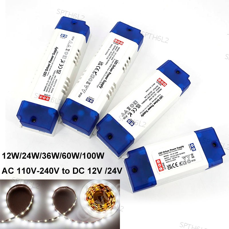 AC 110-240V to DC 12V 24V LED COB strip Light Driver power Transformer 12W 24W 36W 60W 100W 2A 3A 5A