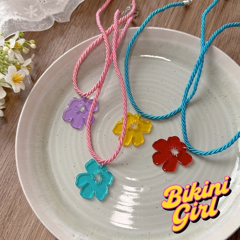 สร้อยคอ จี้ดอกไม้ โดปามีน สไตล์เกาหลี การออกแบบสีตัดกัน อเล็กซ์ สำหรับผู้หญิง แฟชั่น